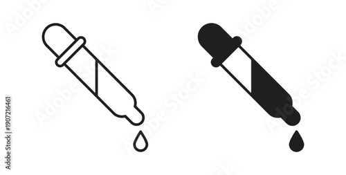 Dropper pipette icon Thin Collection. Editable Stroke. Suitable for Websites