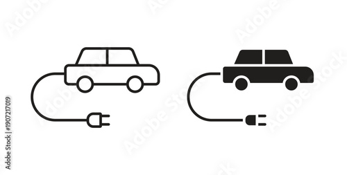 Electric Car icon Thin Collection. Editable Stroke. Suitable for Websites
