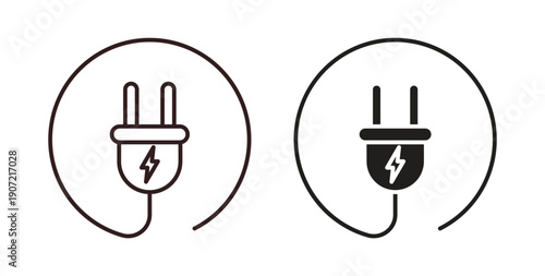 Electric plug icon Thin Collection. Editable Stroke. Suitable for Websites