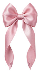 Pink satin bow with long ribbons for decorating gifts for Mother's Day  