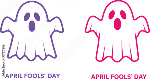 April fools' day humor with playful ghost illustrations on white background