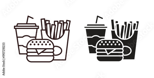 Fast food icon Thin Collection. Editable Stroke. Suitable for Websites