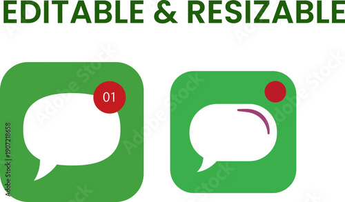 Two green message application icons, one with a numerical notification and one with a loading symbol