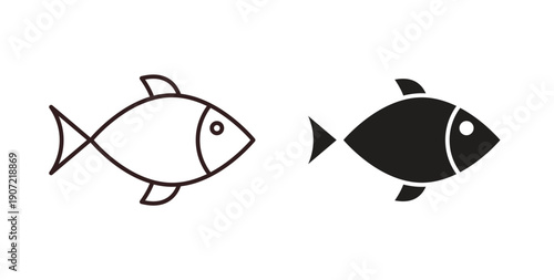 Fish icon Thin Collection. Editable Stroke. Suitable for Websites