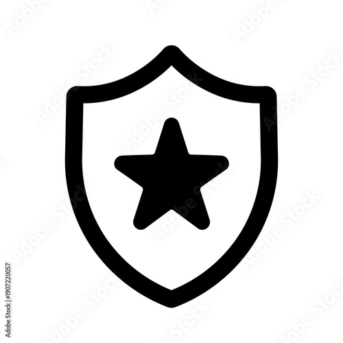 認定・保証・信頼を表すアイコン　星が描かれた盾のシルエット