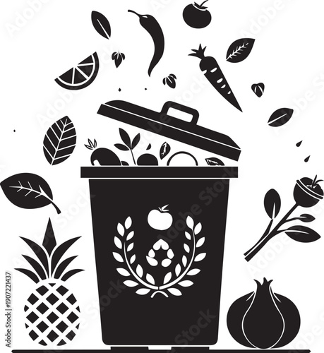 Organic waste disposal and composting concept vector illustration
