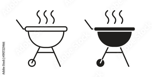 Grill icon Thin Collection. Editable Stroke. Suitable for Websites