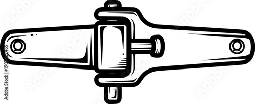 Black graphic illustrating a metal strap hinge used on doors or gates
