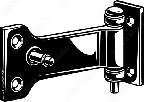 Black graphic illustrating a metal strap hinge used on doors or gates
