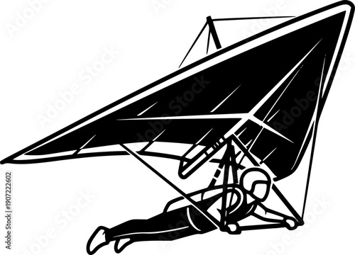 Person flying through the sky with a hang glider, illustrating adventure and extreme sport

