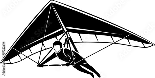 Person flying through the sky with a hang glider, illustrating adventure and extreme sport
