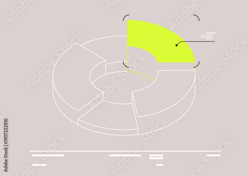 A dynamic close-up reveals a 3D round diagram, focusing on sections that illustrate data trends, Bright colors create an engaging visual experience, captivating the viewer's attention.