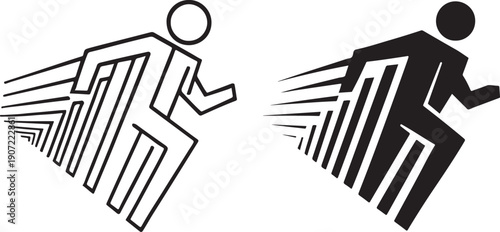 Silhouette man formed by 3D lines with perspective vanishing effect.