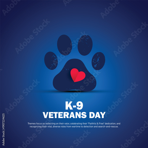 k9 veterans day 2026. k9 veterans day concept poster, banner, postcard, social media post, background, backdrop, template, cover design etc.