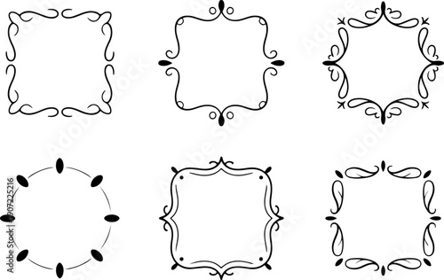 Ornamental Vintage Frame Icons – Decorative Circular & Square Borders Set