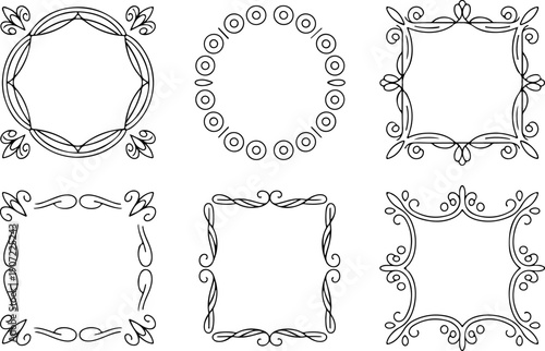 Ornamental Vintage Frame Icons – Decorative Circular & Square Borders Set