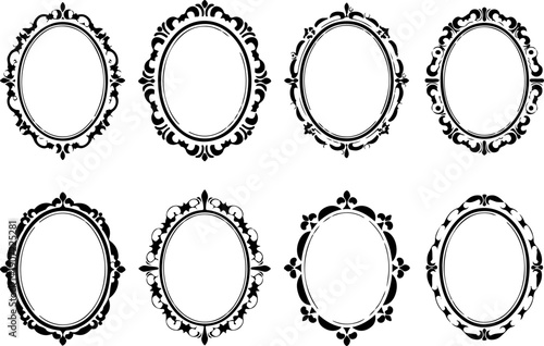 Ornamental Vintage Frame Icons – Decorative Circular & Square Borders Set