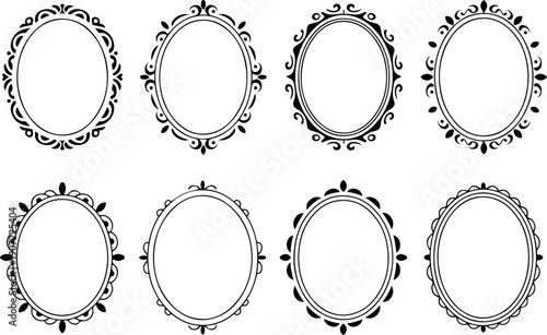 Ornamental Vintage Frame Icons – Decorative Circular & Square Borders Set