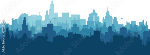 Blue urban city skyline silhouette vector illustration for modern business background architectural concept and real estate marketing web design