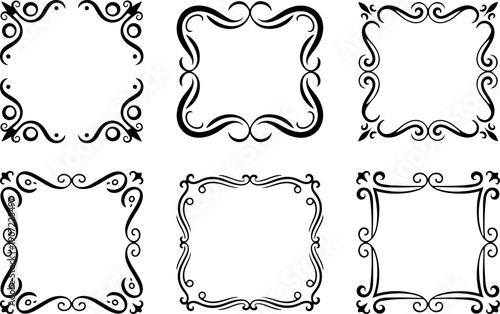 Ornamental Vintage Frame Icons – Decorative Circular & Square Borders Set