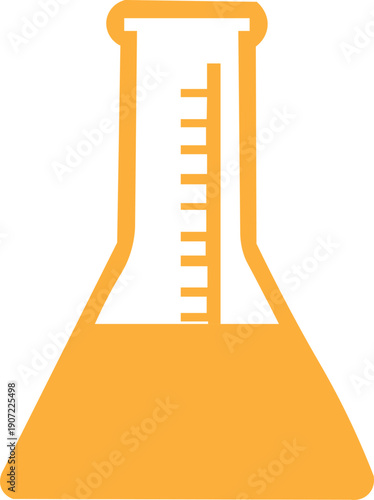 Laboratory volumetric flask with measurement markings isolated