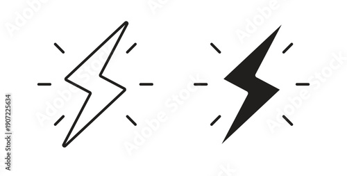 Lightning icon Thin Collection. Editable Stroke. Suitable for Websites