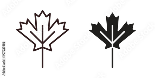 Maple leaf icon Thin Collection. Editable Stroke. Suitable for Websites