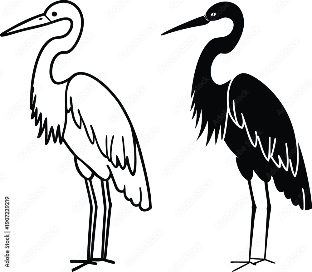 Obraz premium heron silhouette vector