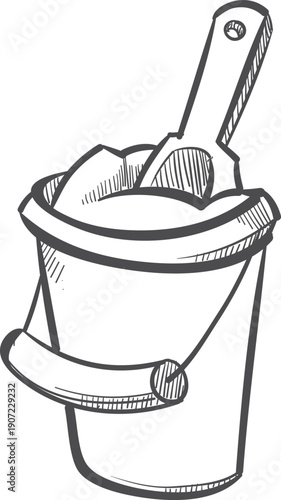 Toy bucket doodle. Sandbox game tools icon