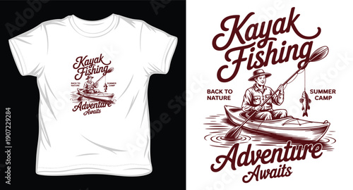 Man fishing from kayak on water with text "Kayak Fishing"