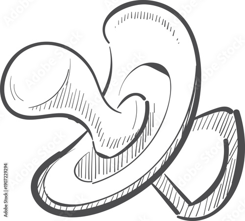 Pacifier doodle. Hand drawn rubber nipple icon