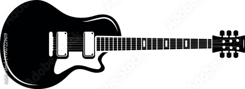 Classic guitar black silhouette. Acoustic instrument icon