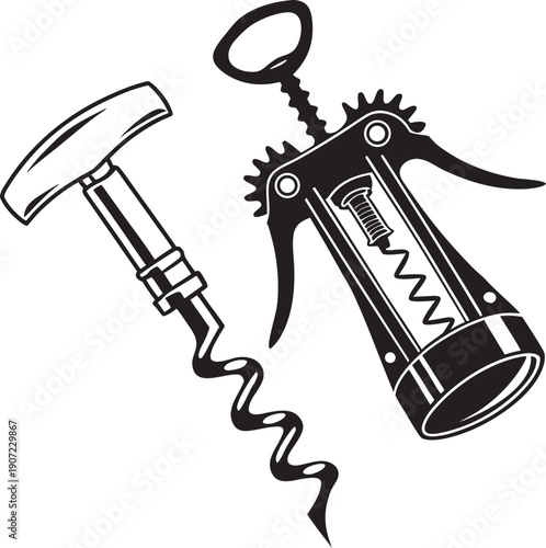 corkscrew and bottle