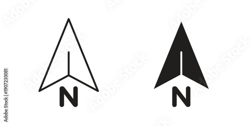 North icon Thin Collection. Editable Stroke. Suitable for Websites