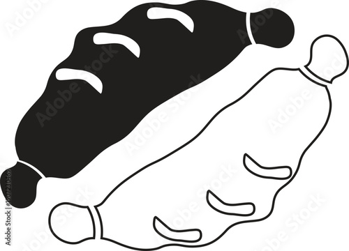 Two abstract black and white organic shapes resembling loaves of bread vector