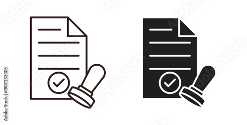 Permit icon Thin Collection. Editable Stroke. Suitable for Websites
