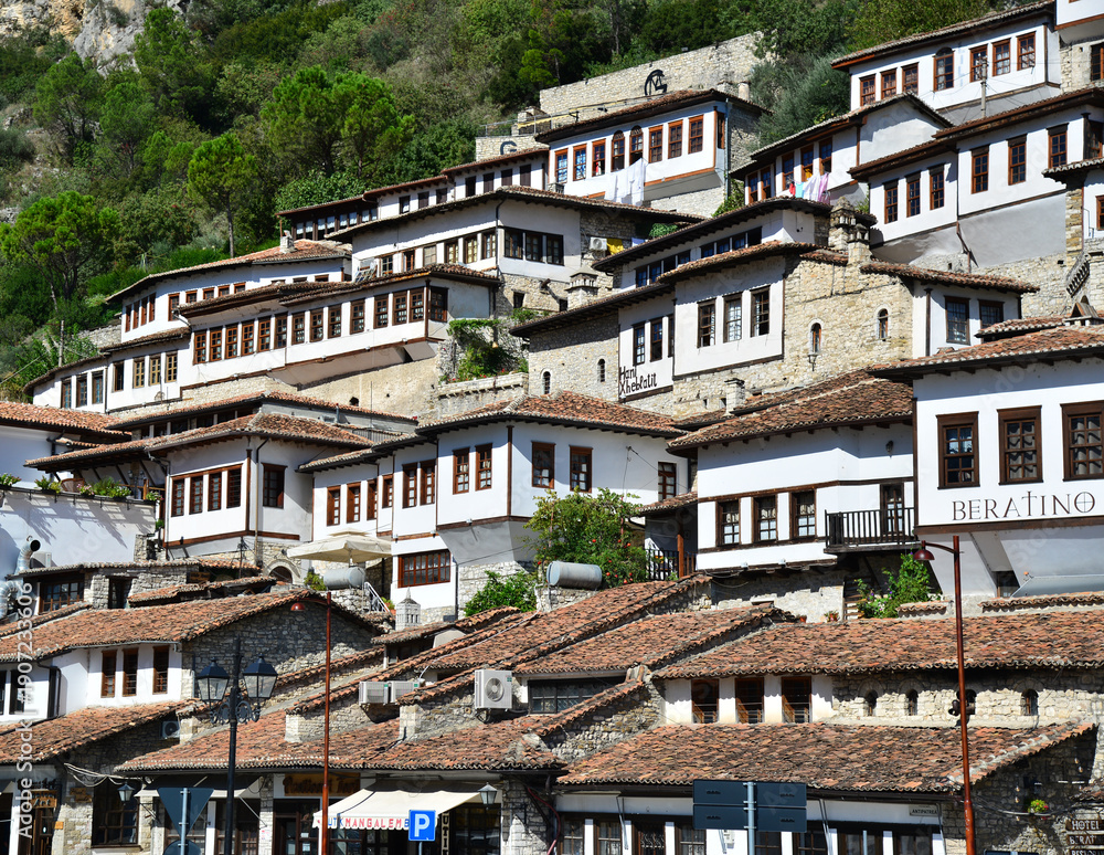 Fototapeta premium A view of the Historical Houses in Berat, Albania