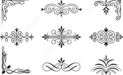 Elegant Vintage Ornamental Flourish & Royal Design Elements Vector Set