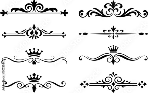 Elegant Vintage Ornamental Flourish & Royal Design Elements Vector Set