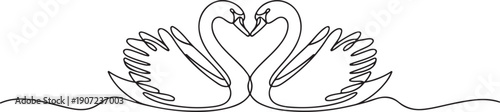 Elegant Swan Heart Outline Vector for Wedding and Anniversary Design
