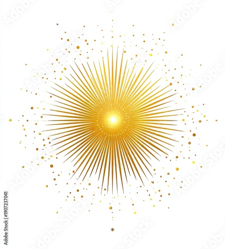 Wallpaper Mural A vibrant golden burst radiating outwards with speckles on a stark white background Torontodigital.ca