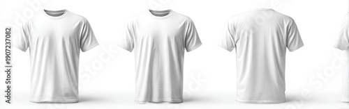 Wallpaper Mural Three white t-shirts displayed; front, front-on, and back views. Soft fabric appears Torontodigital.ca