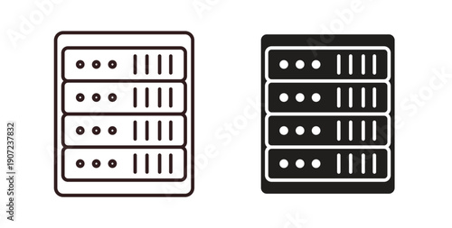 Server rack icon Thin Collection. Editable Stroke. Suitable for Websites