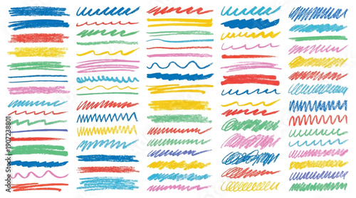 colorful hand drawn wavy and straight lines for graphic design  various colored scribbles