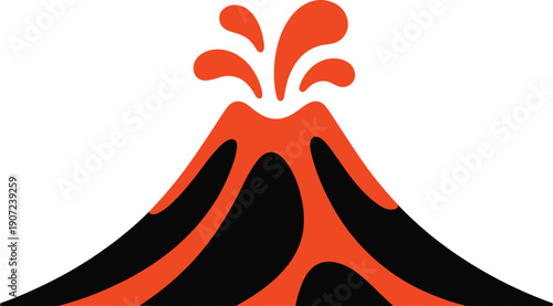 Stylized volcano eruption with bright orange lava vector for cartoon landscape design geological science concepts and natural phenomenon illustrations