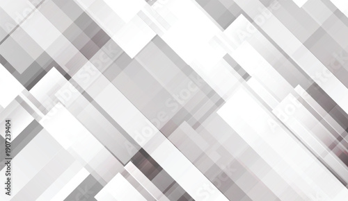 Modern abstract geometric background with white and grey overlapping translucent shapes for technology and business