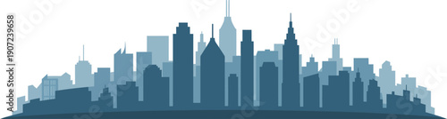 Dark blue city skyline silhouette vector for nighttime urban background modern architecture concepts and real estate advertising templates