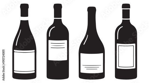 Silhouette bottle's vectors illustration 