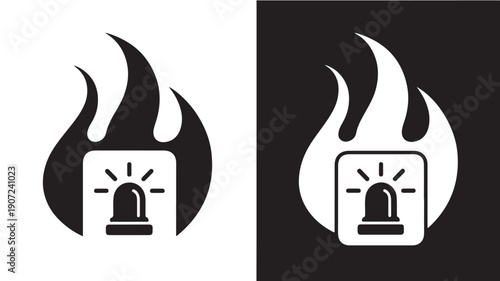 Minimalist Icon Design A Fire Alarm Siren Symbol in Black and White