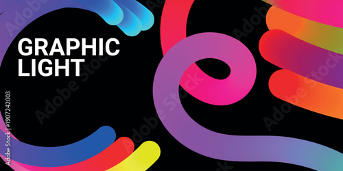 Vibrant graphic light design with swirling colorful patterns